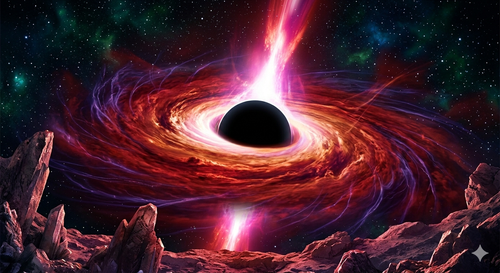 Sci-Fi Black Hole & Accretion Disk Art | Epic Cosmic Jet Desktop Wallpaper (Digital Download)